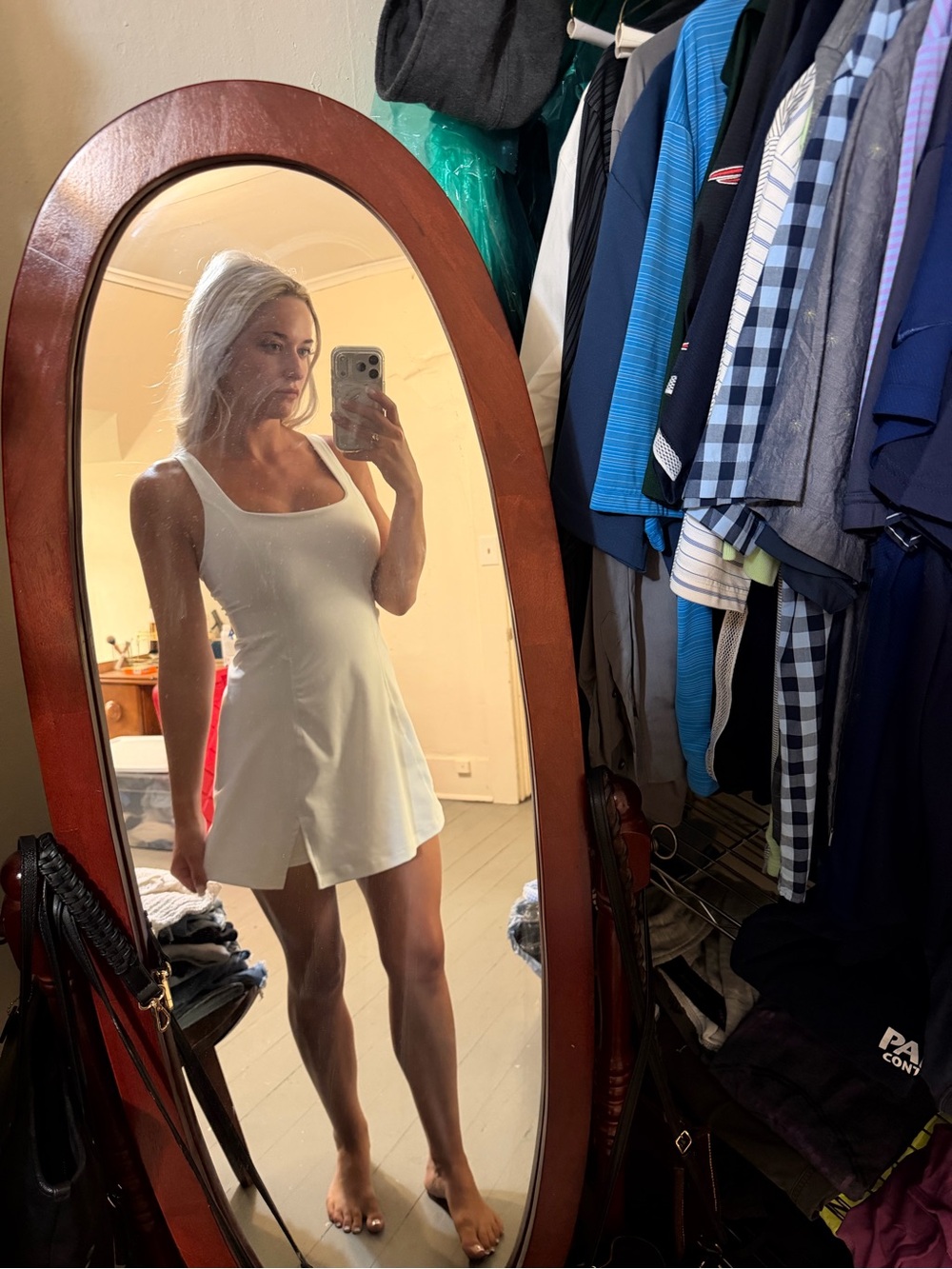 White Sleeveless Scoop Neck Mini Dress